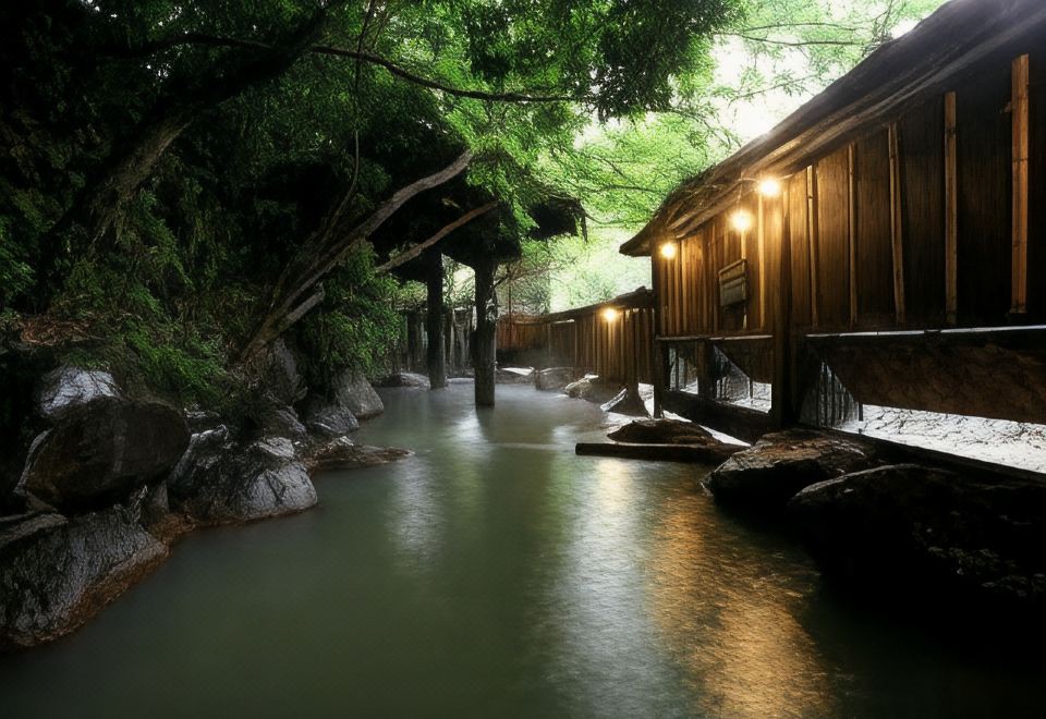 黑川溫泉熊本・黑川溫泉溫泉設施（ふもと旅館）旅館與浴池實景