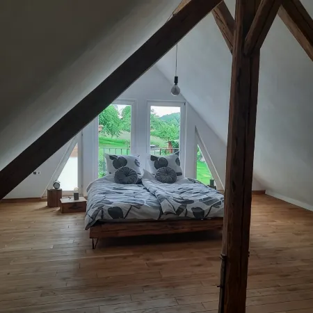 Modern vacation apartment "Tanzsaal" Living in a listed half-timbered house