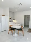 Upscale studio with skyline view