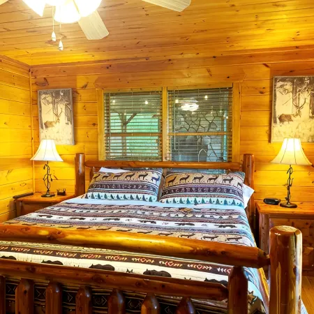 Spectacular Mountain View, rustic log, hot tub, deck fireplace