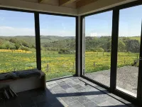 Modern House-new building with a distant view in the National Park, the "Eifelsteig"