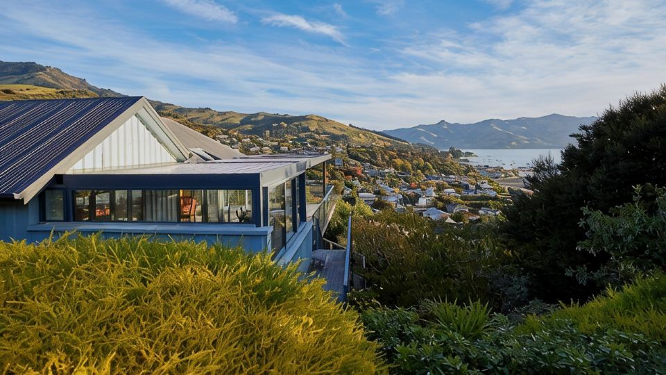 Akaroa Holiday Home. Spacious, sunny, harbour views and close to town. Sleeps 8