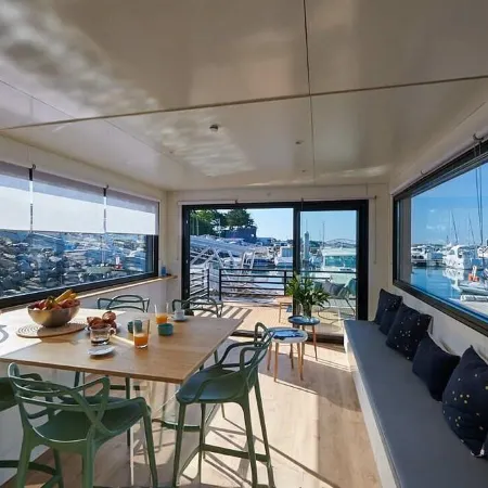 A lodge boat at Guidel-Plages marina