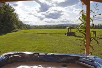 Private Log Cabin with Hot Tub and Mountain Views on 14 Acres, Pet Friendly!