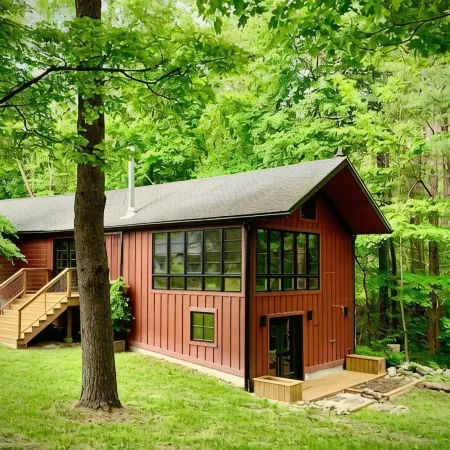Hudson Valley stunning lake side modern barn in an Enchanted Forest