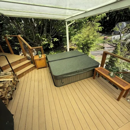 Modern studio with hot tub and patio access