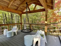 Secluded 34 Acres •Luxury Mountain Tiny Home with Treehouse Bedroom• Hot Tub - Gym