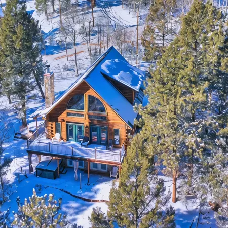 LOG CABIN w/Mtn View, Hot Tub, & Fireplace!