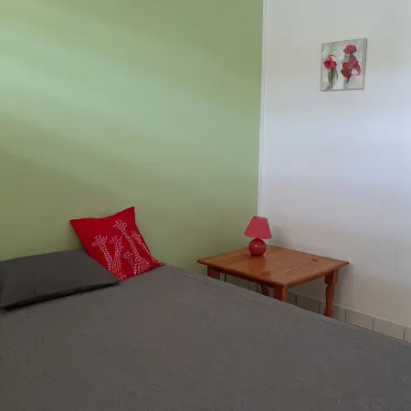 Blue and coral apartment