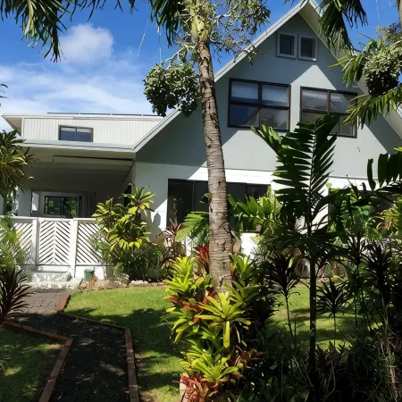 Vaniva's Villa nestled in a tropical garden oasis.