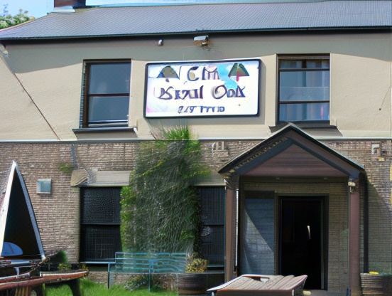 "a building with a sign that says "" city social oak "" and an outdoor seating area" at The Royal Oak