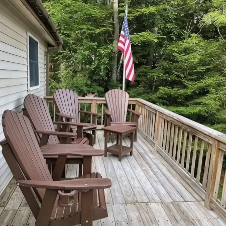 Waterfront property on pond with private dock .