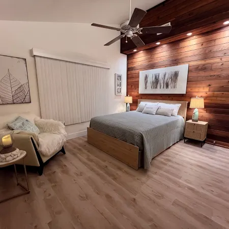 Antigua Cay Retreat is a stylish home with pool on deep water canal in Bokeelia