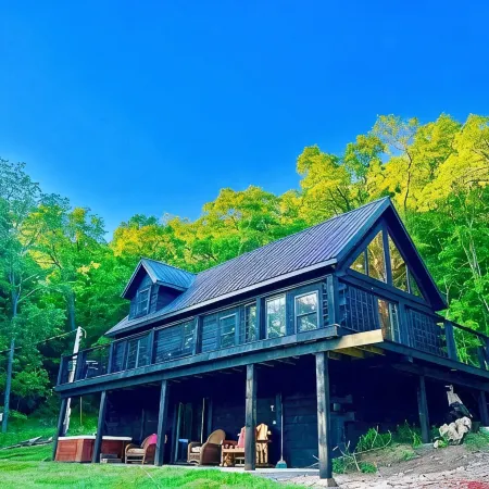 Black Bear A-Frame Waterfront Log Cabin with Hot Tub Jacuzzi