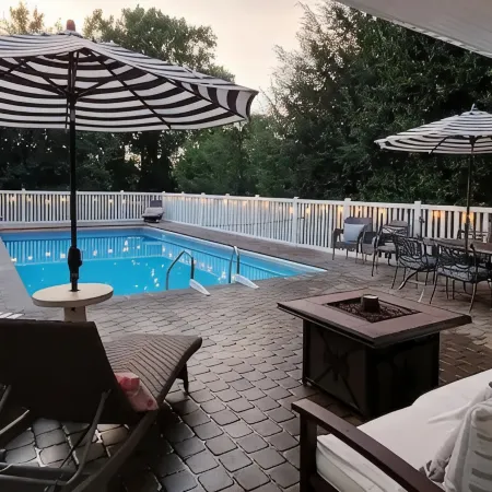New Waterfront Creekside Cottage w/ Private Pool, Firepit, Paddle Boat, Fishing