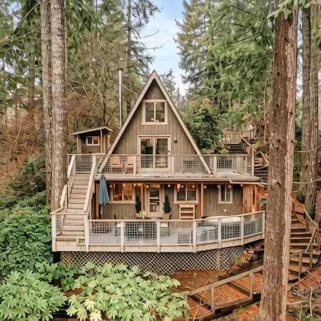 Stylish Lakefront Cabin Retreat, Sauna/Hot tub & Cold Plunge