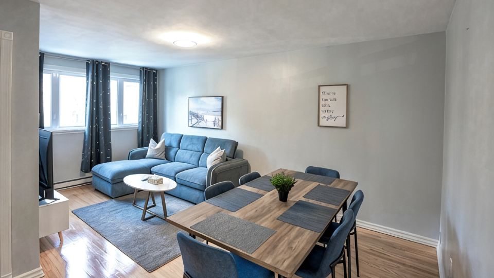 3BR 6Beds 5min Walk distance to Metro, Free Parking, next to Place Bell AC