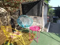 Top of villa, terraces, swimming pool at Mont St Clair, pétanque court with sea view