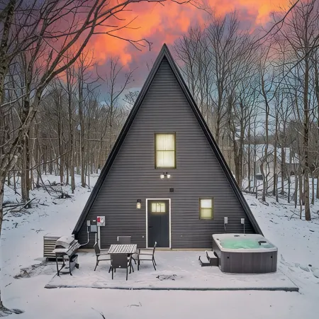 Cozy Modern A-Frame with Hot tub, Fireplace, soak tub & Games