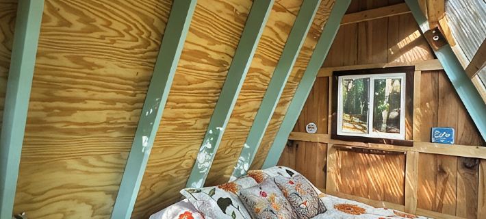 Charming A-frame cabin set in the woods overlooking deep wooded ravines. Hotels in Coles County