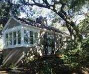 Romantic, cozy cottage nestled amongst live oaks & palms, a block from beach. - WiFi