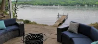 Charming Finger Lakes cottage with 3 levels of lakefront views for all seasons - balcony