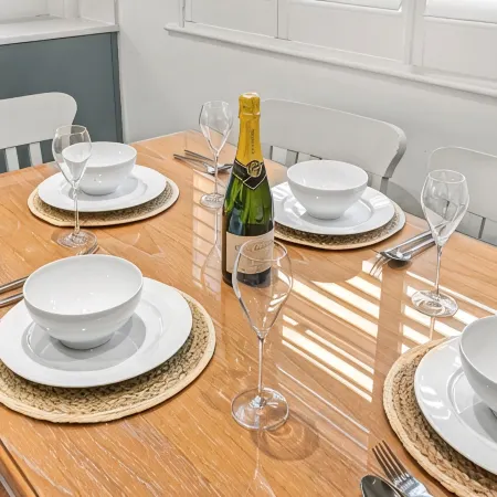 Private decking area & Central location within 5 min walk of town.