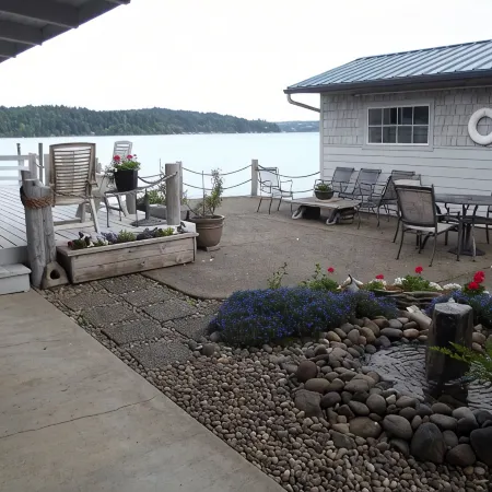 Water front, private beach, steps from down town Hoodsport with lots of parking.