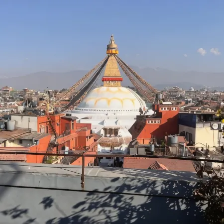 Rich Red Carpet room with a Boudha view Balcony