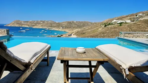 Villa with Private Infinity Pool, Steps from Elia Beach - 4-Star