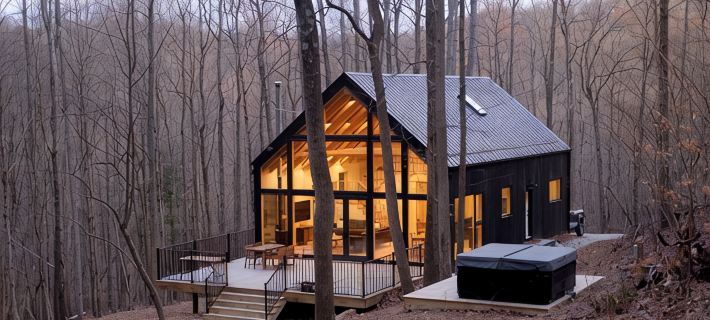 The Ledges Cabin - modern luxury on 35 acres, 8 person hot tub, wood fireplace. Hotels in Fairfield County