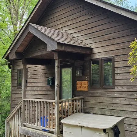 Cute lil cabin w/hottub overlooking the trout pond