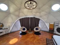 Southern Boho inspired Geodesic Dome nestled up next to Big Bend National Park.