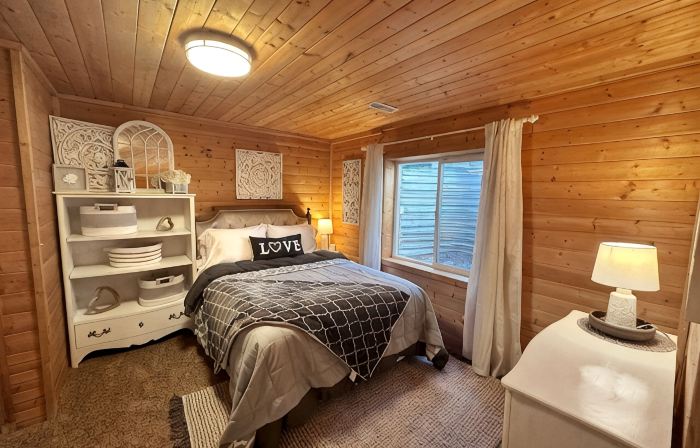 Cozy Cabin Themed Basement