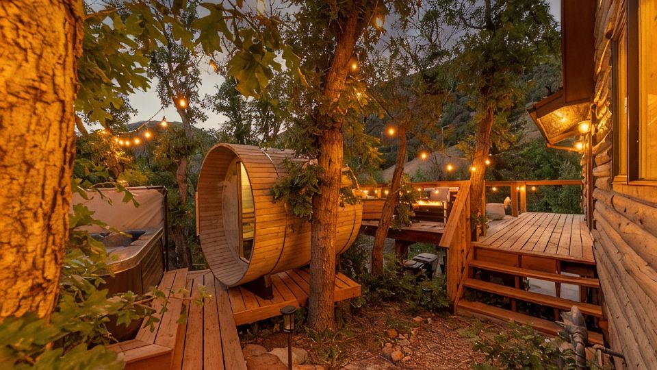 Modern Cabin with Canyon Views with Patio, Sauna Hot Tub, Wifi, AC & Fireplace