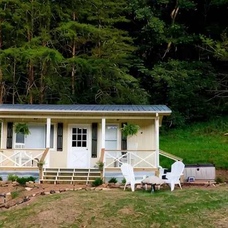 Tiny House in the Mountains- waterfall, jacuzzi and stunning farm views
