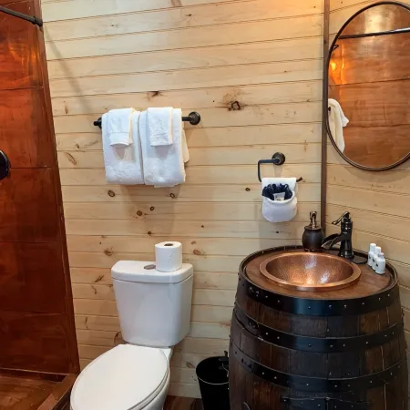 Moonshiner Tree Dome is rustic luxury with big, beautiful panoramic views.