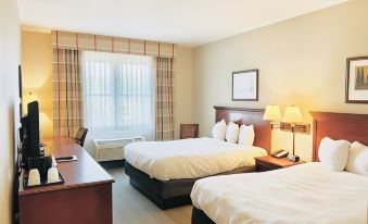 a hotel room with two beds , a desk , and a window , all neatly arranged in a modern style at Country Inn & Suites by Radisson, Emporia, VA