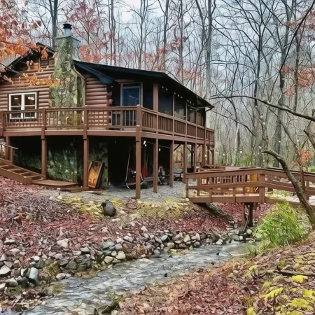 Cozy cabin sitting directly on multiple creeks for the most relaxing stay.