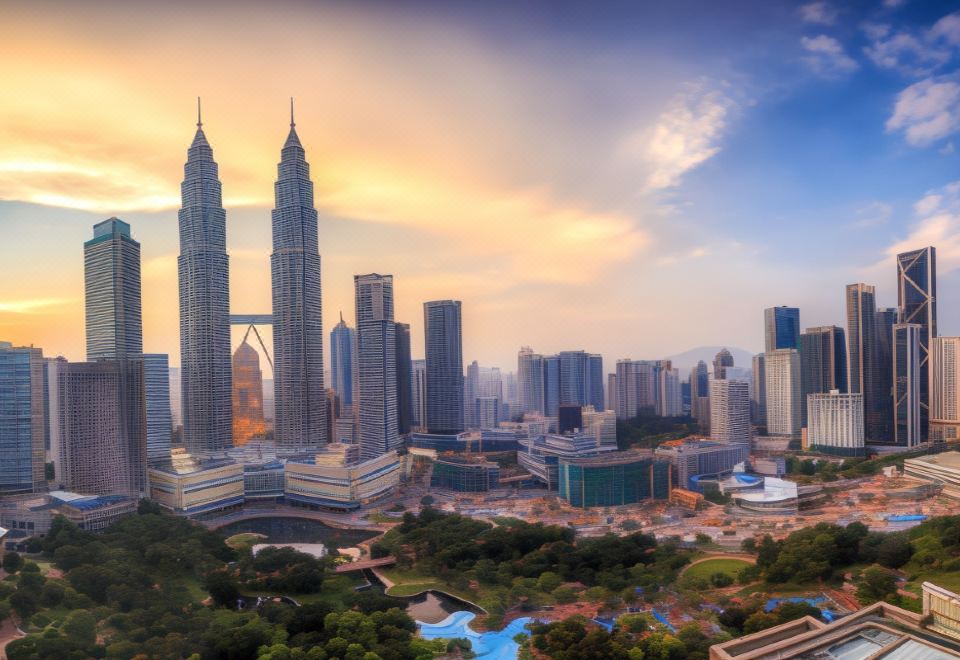 쿠알라룸푸르의 현대적인 고층 건물 야경