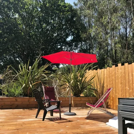 Near Soulac/mer 50M² air-conditioned chalet with private heated indoor pool