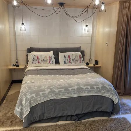 Modern Chalet -AC, hot tub, sauna + pets welcome
