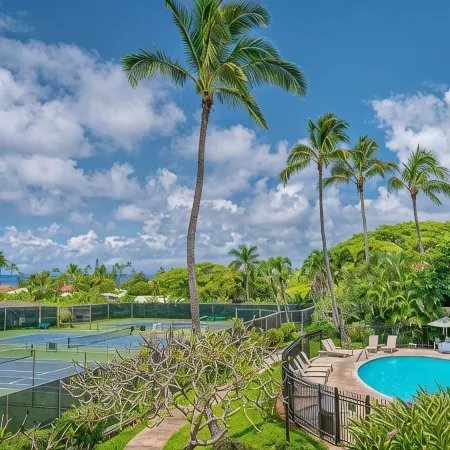 Poipu Ocean View + AC!  2 Pools & 3m Walk to Beach Along Greenbelt.
