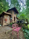 Cozy Tiny Cabin with RIVER VIEWS! Sleeps 3, hot tub, wood stove, fire pit! - Alppimaja