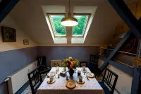 Landhaus Kunterbunt at the forest and river with chicken and sheep in the Thuringian Forest