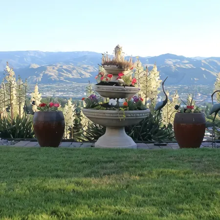 Spectacular skyline, river views from lovely yard. Bright and beautiful space.