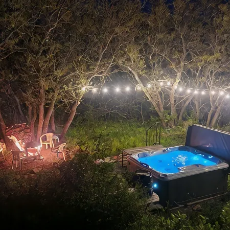 Hot Tub Fun,  Warm up by the Fire Pit, after a Long Day of All Day Play!