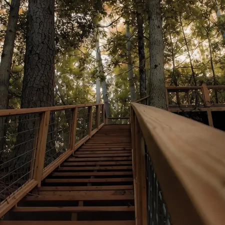 Buckeye cabin is nestled in the woods with access to the Little Missouri River.