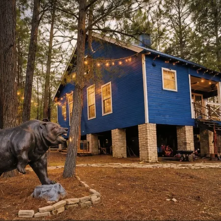 Angeltom Cabin & RV:20 Acre Woods - >16 pip + Jacuzzi + treehouse + UTV + 2ponds