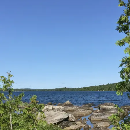 Log Cabin On Quiet Wilderness Lake In Downeast Lakes Region Of Maine